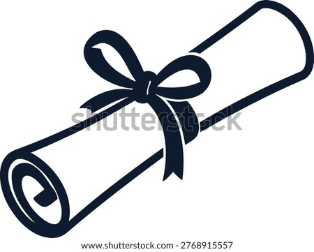 Vector illustration of a diploma scroll icon. A rolled paper document tied with a ribbon, representing graduation, achievement, or a certificate.
