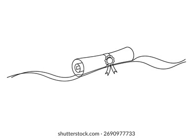 Vector Illustration of a diploma scroll with ribbon, perfect for graduation announcements, education materials, or certificate designs; icon, eps, ai.