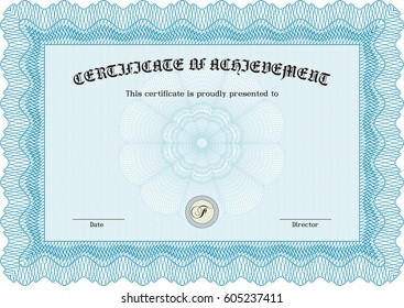 Ilustración vectorial de la plantilla de Diploma en color azul