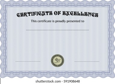 Vector illustration of Diploma template or certificate template in Blue color
