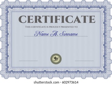 Vector illustration of Diploma template or certificate template. With background. Complex design. Vector pattern that is used in currency and diplomas.
