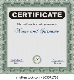 Vector illustration of Diploma templateGreen color.
