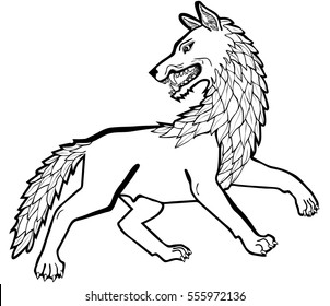 Vector illustration of dire wolf black and white