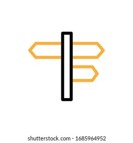 Vector illustration, direction icon. Line and two colour design template