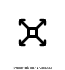  Ilustración vectorial. Icono de movimiento de dirección. Arriba, abajo, izquierda, derecha, Norte, Sur, Este, Oeste. Arrastre y suelte. Flecha apuntando en todas las direcciones