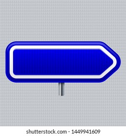 Vector illustration. Direction signal. Traffic road signal with reflective texture. Isolated.