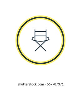 Vector Illustration Of Director Chair Outline. Beautiful Film Element Also Can Be Used As Shooting Seat Element.