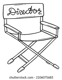 Vector Illustration Of Director's Chair. Scribble. Doodle. Cinema. On White Background