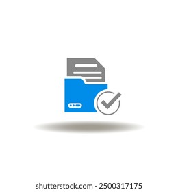 Vector illustration of directory  with sheet paper and check mark. Icon of DMS Data Management System. Sign of standards.