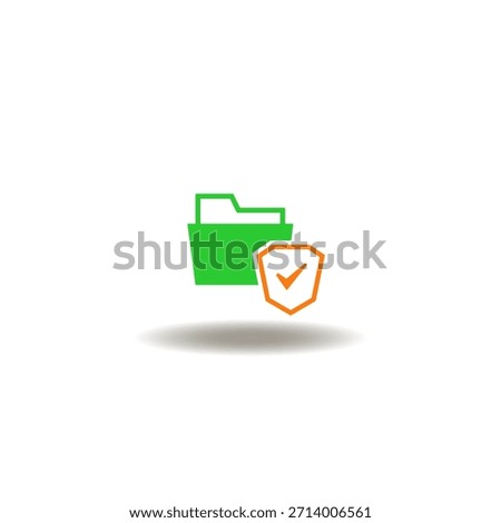 Vector illustration of directory and shield with check mark. Symbol of data protection. Icon of DPO Data Ptoterction Officer.