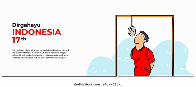 Vector illustration of dirgahayu indonesia celebrating competitions .Modern flat in continuous line style.