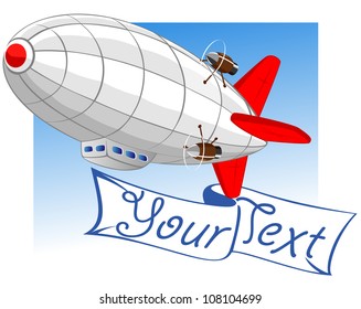 vector illustration of dirigible with big banner