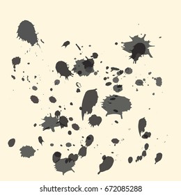 Vector illustration with dirty black smudges randomly on a white background