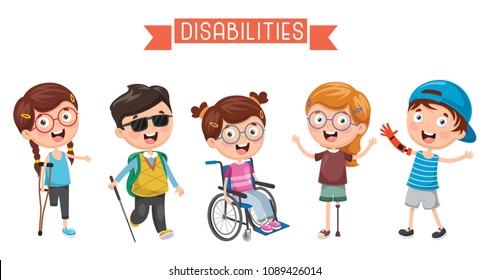 Vector Illustration Of Disabilities