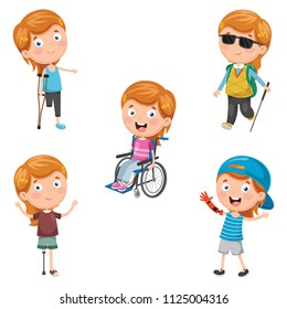 Vector Illustration Of Disabilities