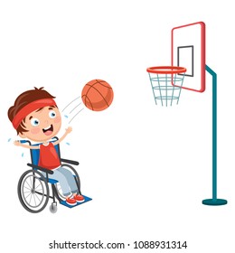 Vector Illustration Of Disabled Kid