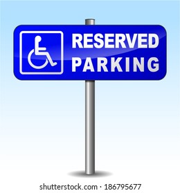 Vector illustration of disabled parking sign on sky background