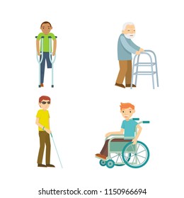Vector illustration of disabled people