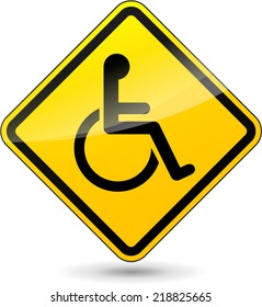 Vector illustration of disabled yellow sign on white background