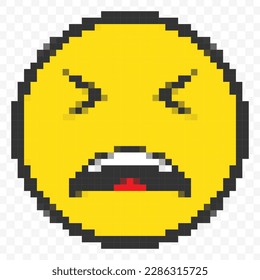 Vector illustration of disappointed angry emoticons in a pixel art 8 bit video game style. Simple design on transparent background (PNG).
