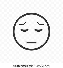 Vector illustration of disappointed emoticons. icon in dark color for website design .Simple design on transparent background (PNG).