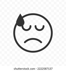 Vector illustration of disappointed emoticons. icon in dark color for website design .Simple design on transparent background (PNG).