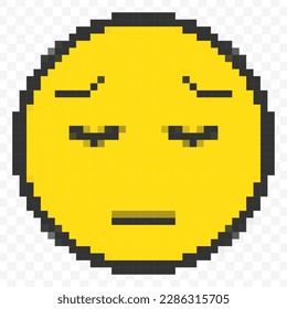 Vector illustration of disappointed 
 emoticons in a pixel art 8 bit video game style. Simple design on transparent background (PNG).