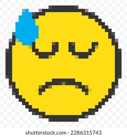 Vector illustration of disappointed 
 emoticons in a pixel art 8 bit video game style. Simple design on transparent background (PNG).