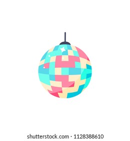 Vector Illustration. Disco ball icon. Isolated colorful ball for party in flat style 