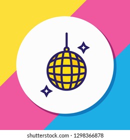 Vector illustration of disco ball icon colored line. Beautiful event element also can be used as nightclub icon element.