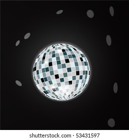 Vector illustration- disco ball isolated on a black background