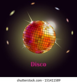 Vector illustration of disco ball on black background