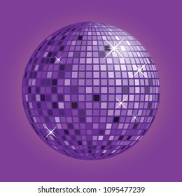 Vector illustration of a disco ball with purple background vector