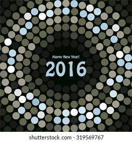 Vector illustration of Disco. Nightclub. 2016. Happy New Year! Gray background.