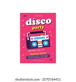 Vector illustration of disco party flyer