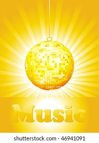  Vector illustration - disco-ball and glitters with wave
