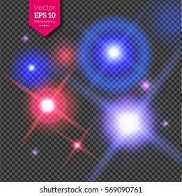 Vector illustration of discotheque lights isolated on transparent background.