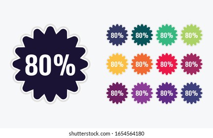 Vector illustration of discount 80 percent off. 