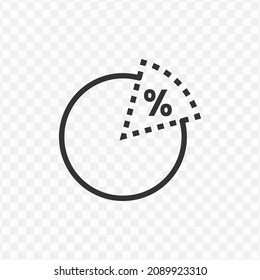 Vector illustration of discount chart icon in dark color and transparent background(png).