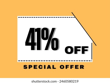 Vector illustration of discount coupon with 41% off special offer. Discount banner.