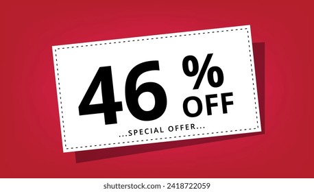 Vector illustration of discount coupon with 46% off special offer. Discount banner.