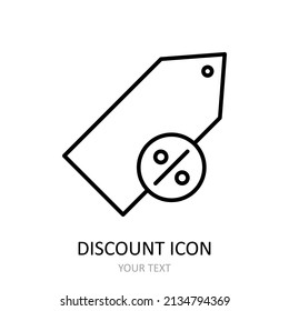 Vector illustration with discount icon. Linear drawing
