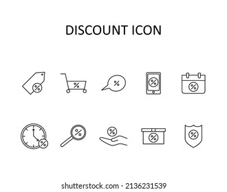 Ilustración vectorial con icono de descuento. Dibujo lineal
