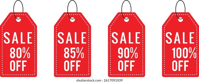 vector illustration discount offer and sales tag 80% , 85%, 90% , 100% special offer templet offer design