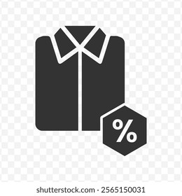 Vector illustration of discount on clothes icon in dark color and transparent background(PNG).