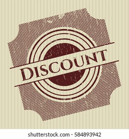vector illustration Of Discount rubber stamp with grunge texture in brown