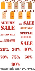 vector illustration of discount and special offer sheet and autumn sale badges