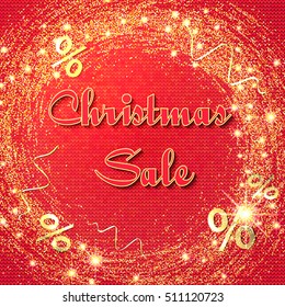 Vector Illustration of Discount sweater Holidays card for Design, Website, Background, Banner. Christmas Knitted Big Sale Element Template. Seasons half price