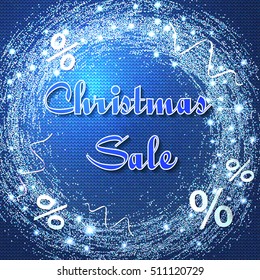 Vector Illustration of Discount sweater Holidays card for Design, Website, Background, Banner. Christmas Knitted Big Sale Element Template. Seasons half price
