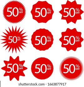 Vector Illustration Discount Tag Label Fifty Percent Design